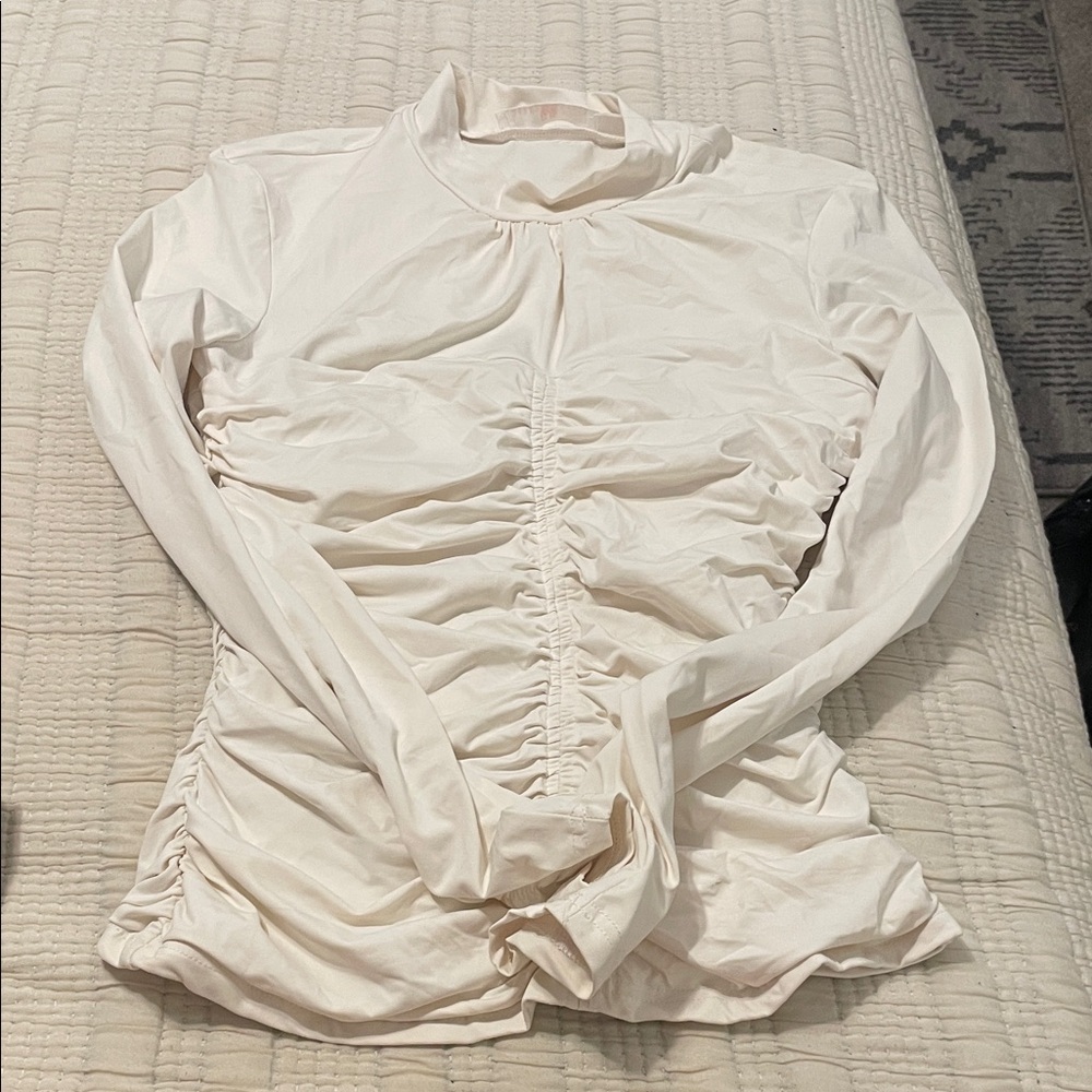 Rachel Parcell Cream Ruched Blouse